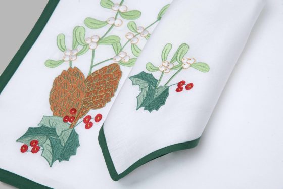 CHRISTMAS PINES AND MISTLETOE PLACEMAT SET OF 2
