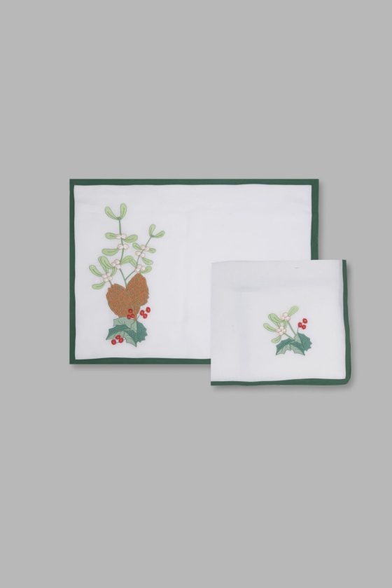 CHRISTMAS PINES AND MISTLETOE PLACEMAT SET OF 2