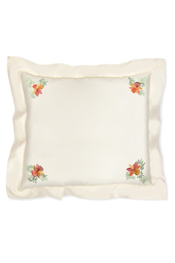 EMBROIDERED ORCHID SQUARE PILLOW CASE