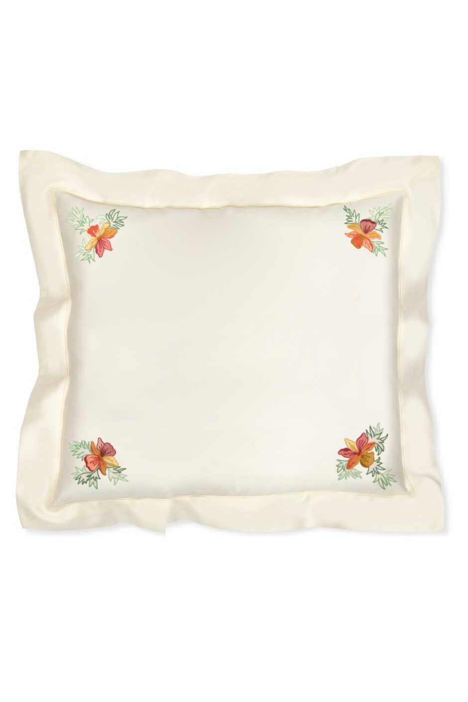 EMBROIDERED ORCHID SQUARE PILLOW CASE