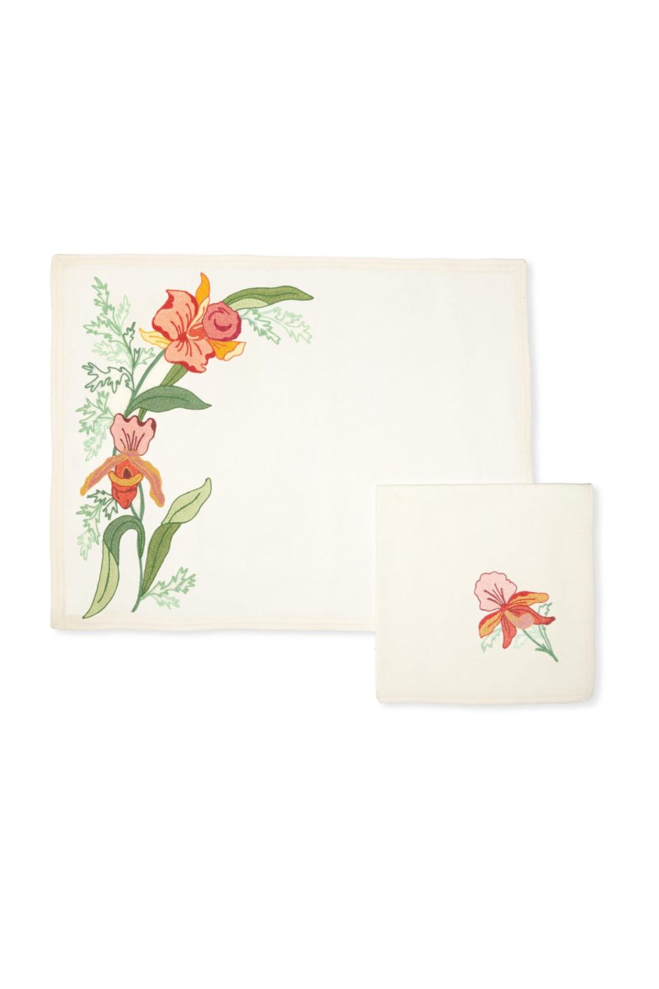 EMBROIDERED ORCHID PLACEMAT SET