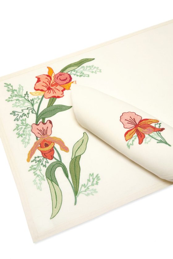 EMBROIDERED ORCHID PLACEMAT SET