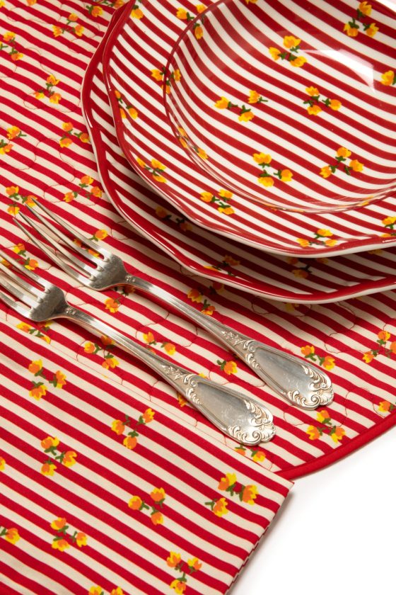 FLOWERED STRIPES SOUP PLATE