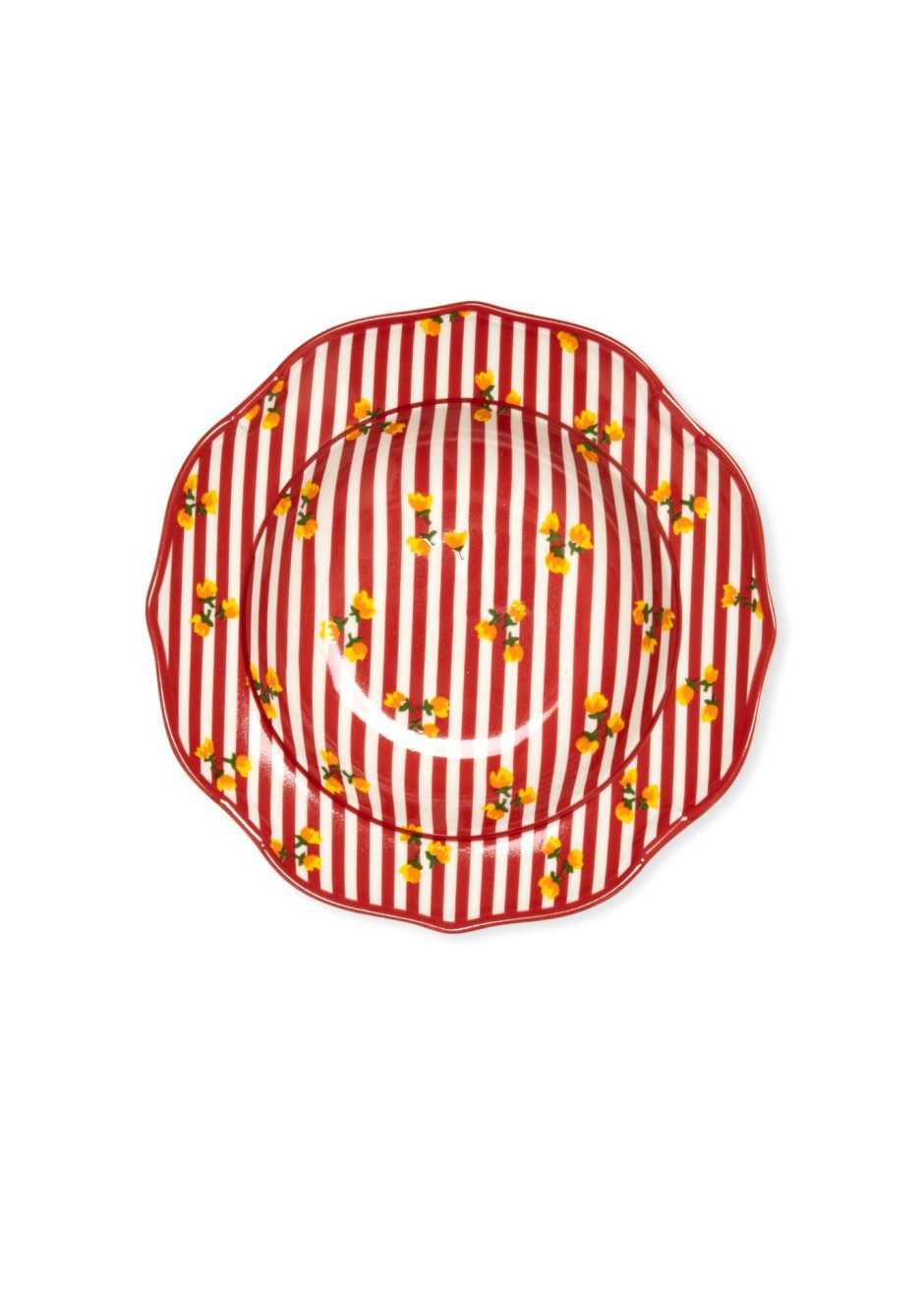 FLOWERED STRIPES SOUP PLATE