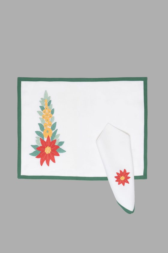 POINSETTIA ON GREEN PLACEMAT SET OF 2
